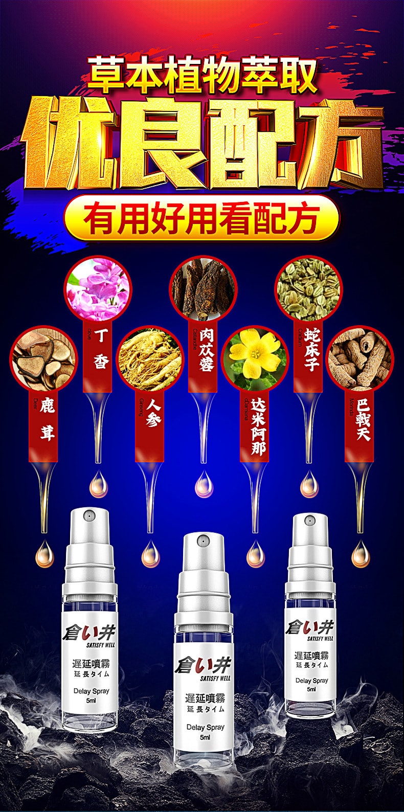 China Direct Mail OLO Kurai Male Delay Indian God Oil Lasting Spray 30ML Bottle